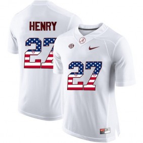 2017 US Flag Fashion Male Alabama Crimson Tide #27 Derrick Henry White College Football Limited Jersey