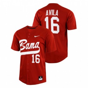 Alex Avila Alabama Crimson Tide #16 College Baseball Men Crimson Jersey Full-Button